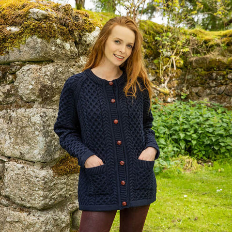 The Irish Store Women's Aran Button Cardigan
