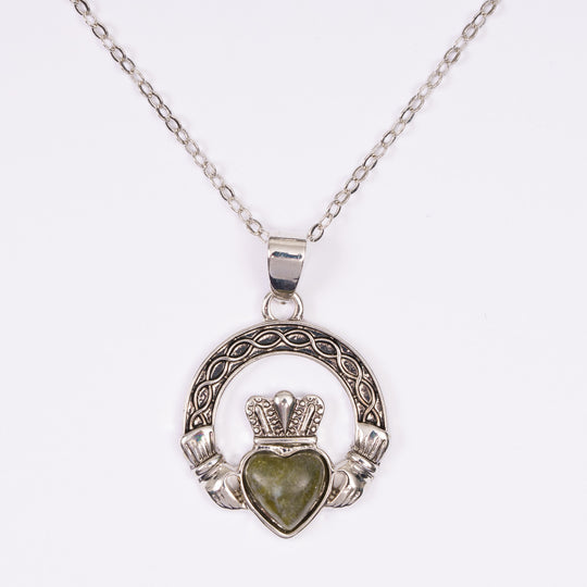 Connemara Marble Claddagh Drop Earrings & Pendant