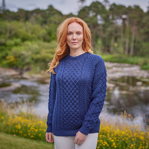 Women's Traditional Crew Neck Aran Sweater