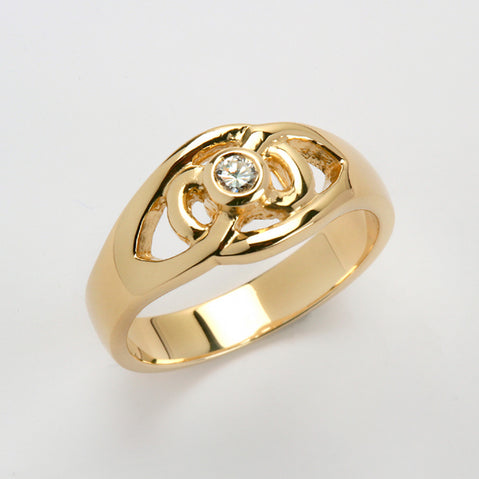 Yellow 14k Gold Celtic 0.10 Diamond Band