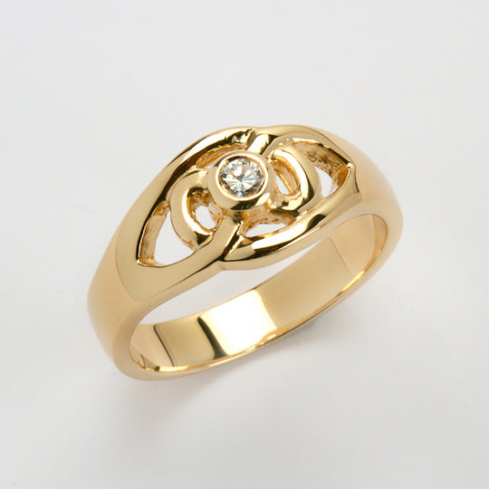 Bague celtique en or jaune 14 carats avec diamants de 0,10 carat