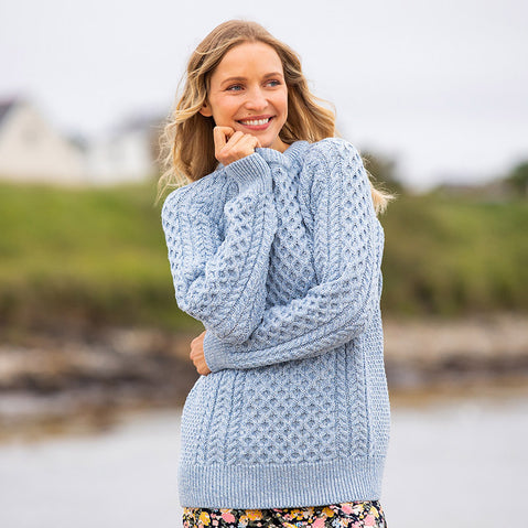 Women's Traditional Crew Neck Aran Sweater