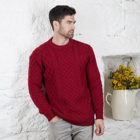 Men's Crew Neck Irish Wool Classic Sweater Red