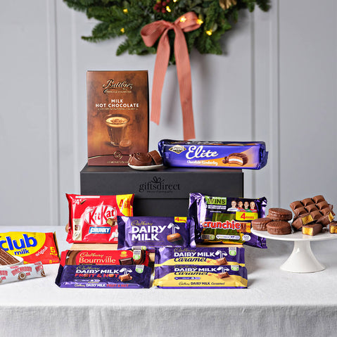 Irish Chocoholic Gift Box with Cadbury Dairy Milk chocolates, KitKat Chunky, Crunchie, Butlers hot chocolate and Irish sweet treats
