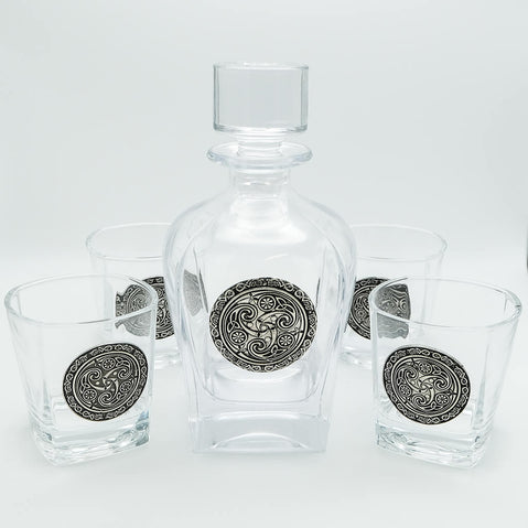 Mullingar Pewter Celtic Crystal Decanter & Glasses Gift Set