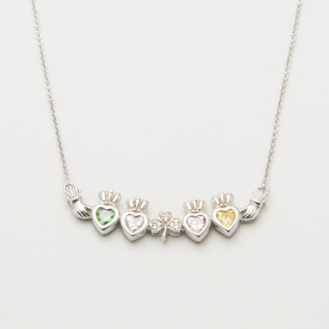 Personalized Mothers Shamrock Pendant Four Birthstones