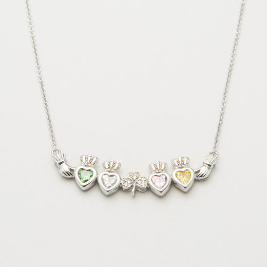 Personalized Mothers Shamrock Pendant Four Birthstones