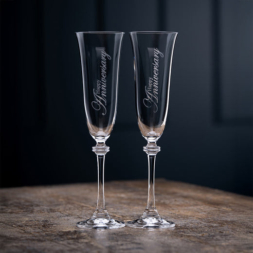 Galway Crystal Happy Anniversary Liberty Flute Pair