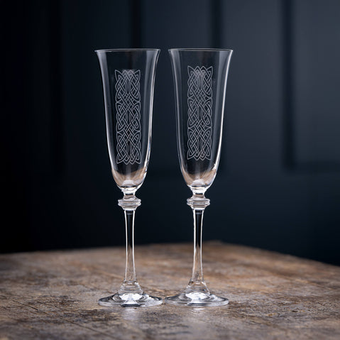 Galway Crystal Celtic Knot Liberty Flute Pair