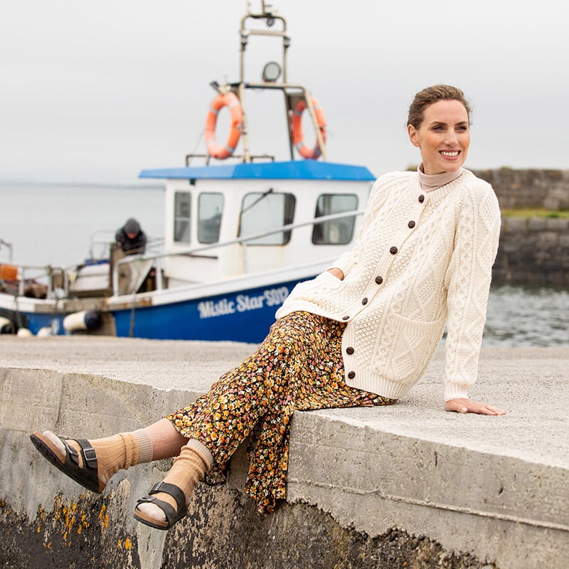 The Ashford Hand Knit Aran Cardigan at The Irish Store