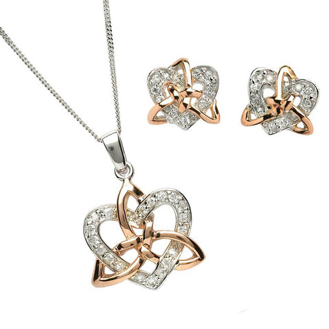 Trinity Knot Heart Earrings & Pendant