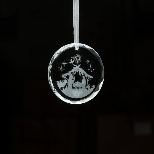 XMAS Galway Crystal Nativity Scene Hanging Decoration