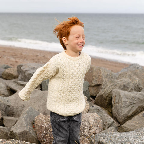 Kids Crew Neck Aran Sweater