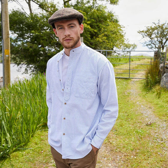 Blue Stripe Grandad Shirt