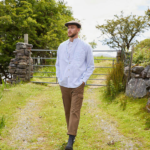 Blue Stripe Grandad Shirt
