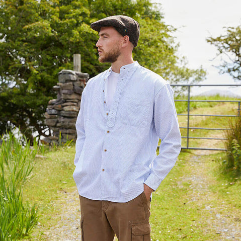 Blue Stripe Grandad Shirt