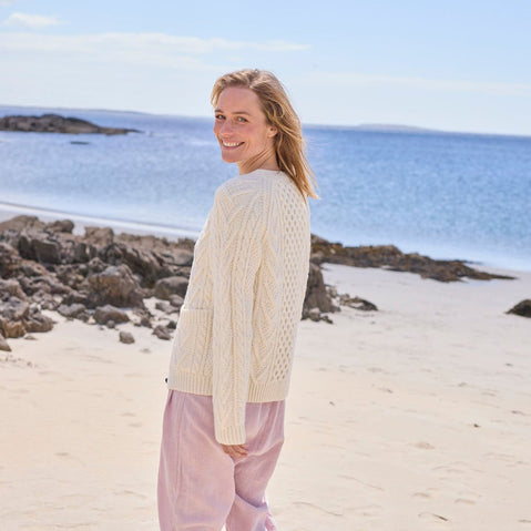 Women's Hand Knit V-neck Cardigan