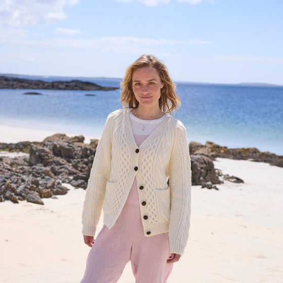 Women's Hand Knit V-neck Cardigan