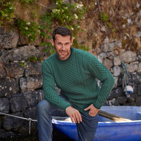 Men's Traditional Crew Neck Aran Sweater