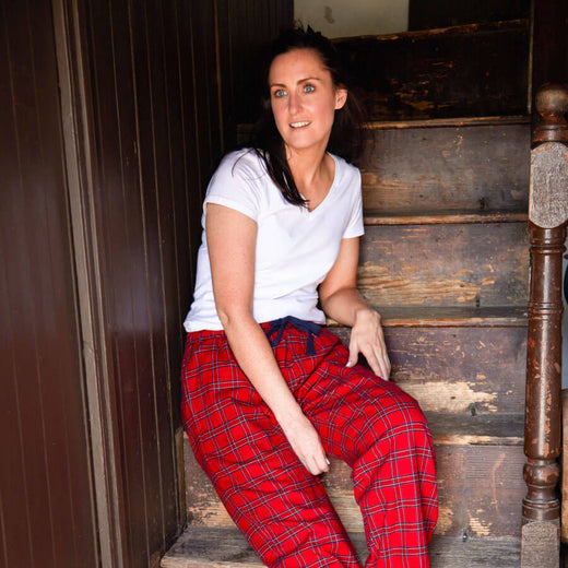Damen Tartan Flanell Loungehose
