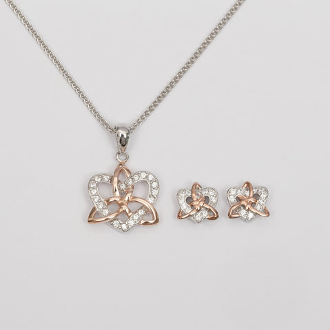 Trinity Knot Heart Earrings & Pendant