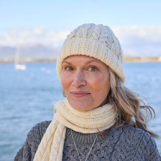 Cream Women's Aran Cable Hat