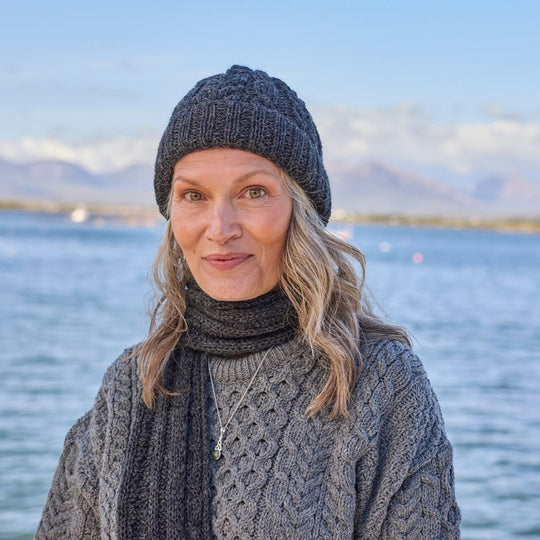 Charcoal Womens Aran Cable Hat