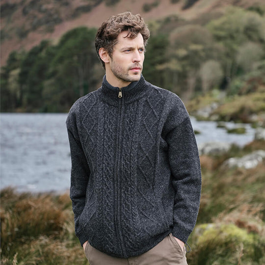 Men's Signature Lined Fisherman Zipper Cardigan