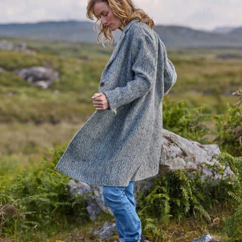 Women's Herringbone Tweed Coat