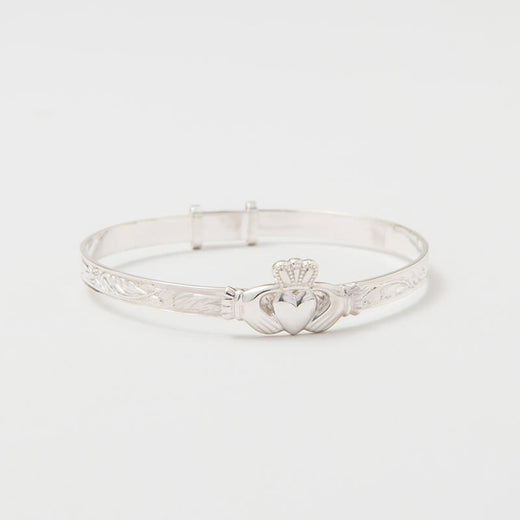 Claddagh Sterling Silver Irish Baby Bangle