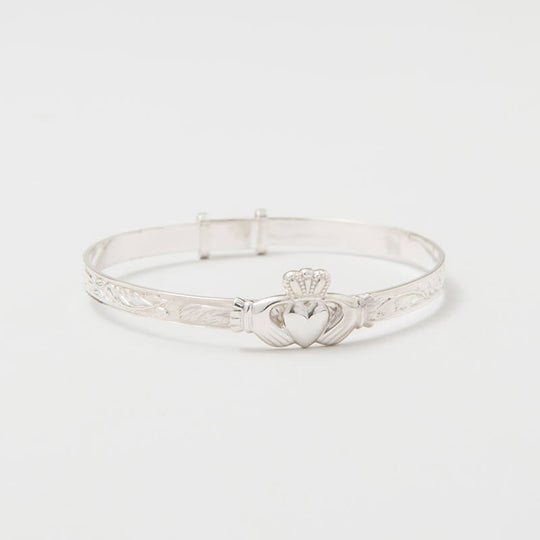 Claddagh Sterling Silver Irish Baby Bangle
