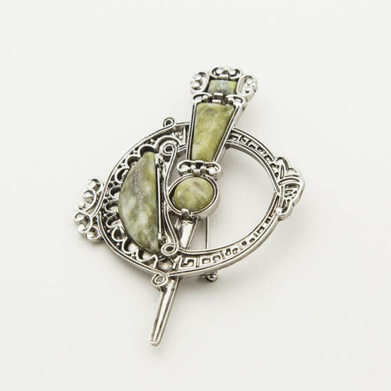 Connemara Marble Celtic Tara Brooch