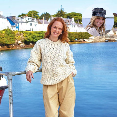 The Timeless Irish Style Bundle for Her: Aran Sweater & Newsboy Cap