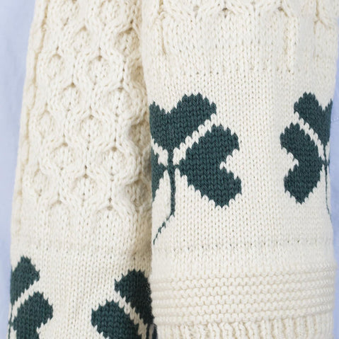 Cream Hat & Scarf with Shamrocks