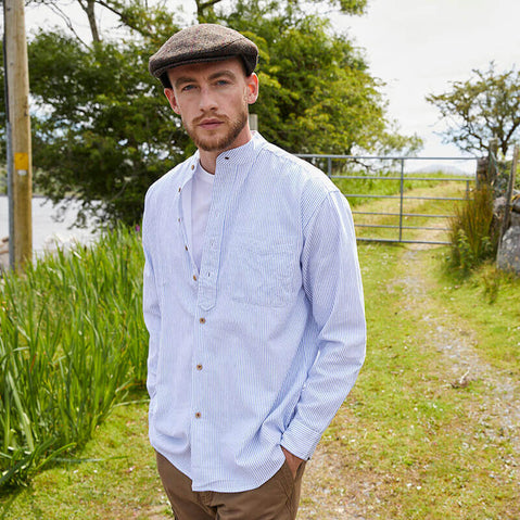 Blue Stripe Grandad Shirt