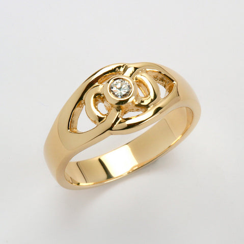 Yellow 14k Gold Celtic 0.10 Diamond Band