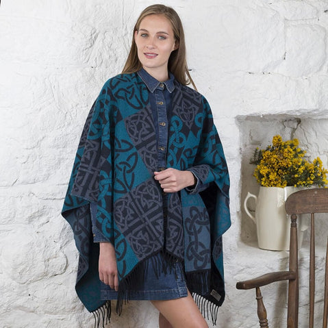 Fringed Irish Shawl With Celtic Design