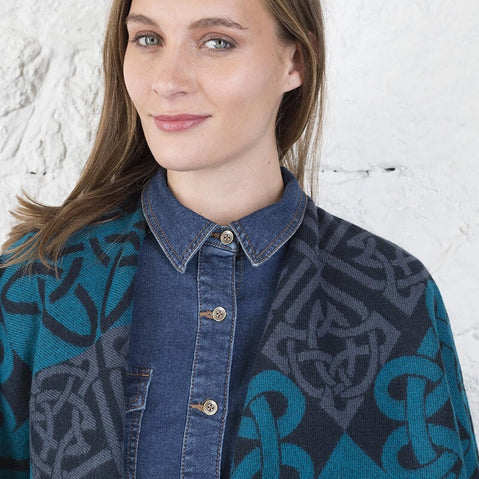 Fringed Irish Shawl With Celtic Design