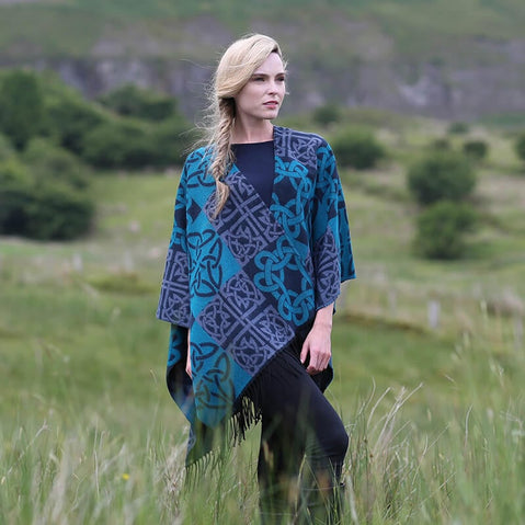 Fringed Irish Shawl With Celtic Design