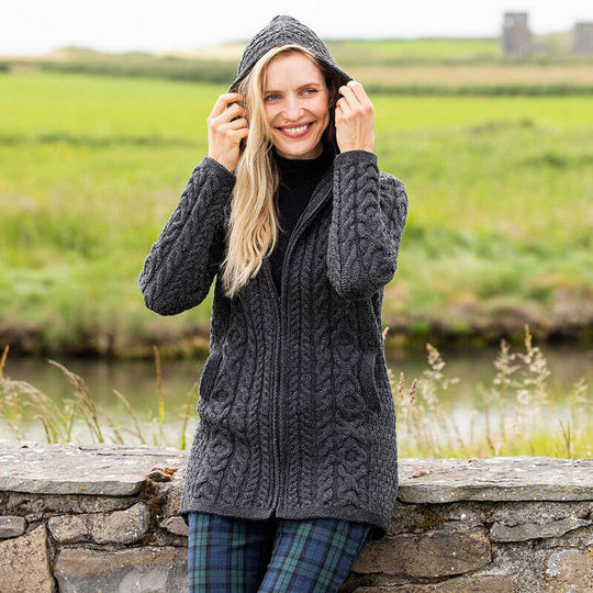 The Gweebarra Aran Hooded Cardigan