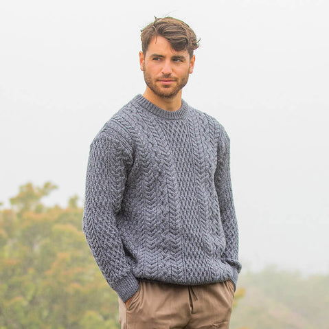 The Slievemore Aran Sweater- Steel Marl