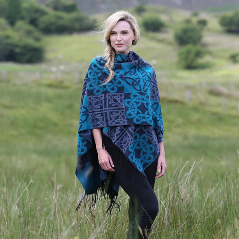 Fringed Irish Shawl With Celtic Design