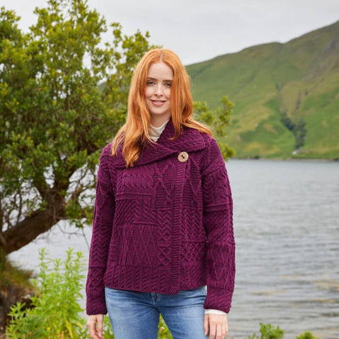 Women's One Button Aran Cardigan