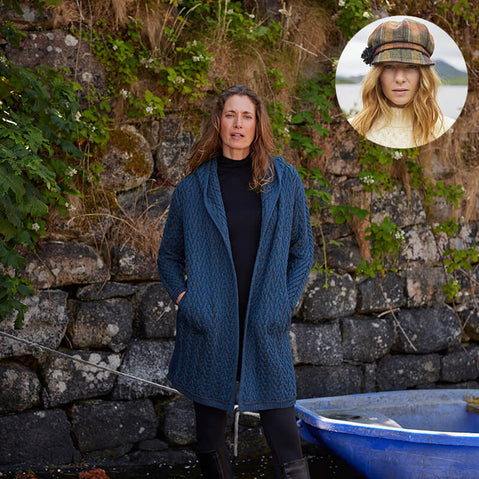 The Aran Cardigan & Newsboy Style Cap Set