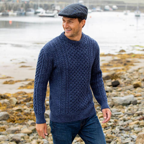 Men's Traditional Crew Neck Aran Sweater