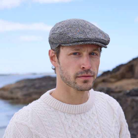 Men's Gray Herringbone Classic Irish Flat Cap