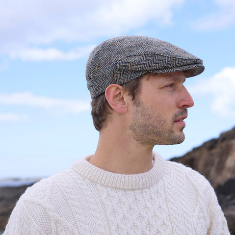 Men's Gray Herringbone Classic Irish Flat Cap