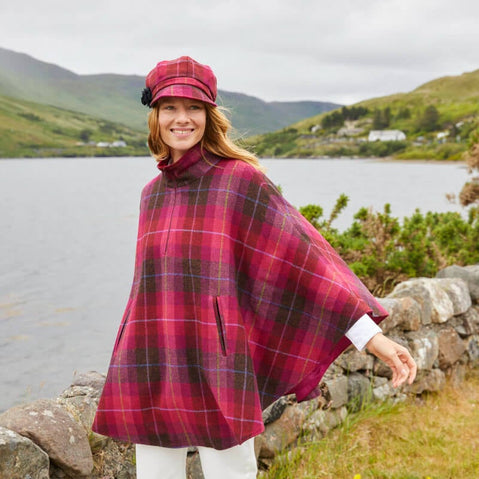Mucros Irish Wool Half Zip Poncho
