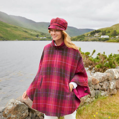 Mucros Irish Wool Half Zip Poncho