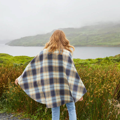 Mucros Irish Wool Half Zip Poncho